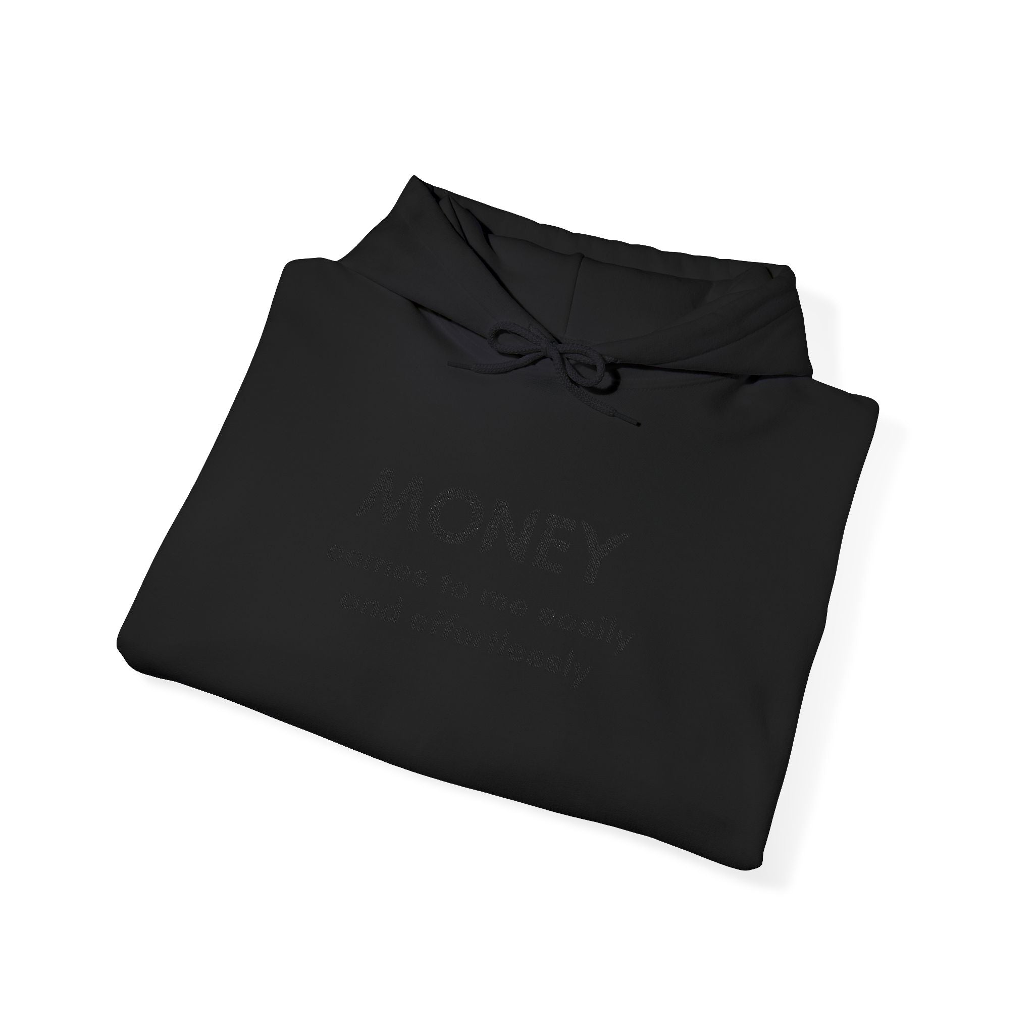 "Geld kommt zu mir" Hoodie — Positiver Affirmations-Hoodie mit Ärmelflammen-Akzent
