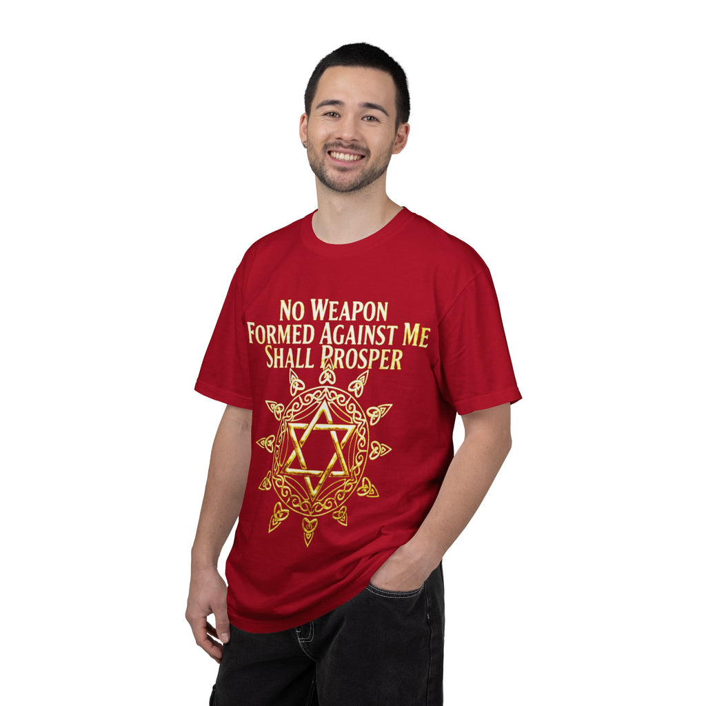 Spiritual Star of David T-Shirt — "No Weapon Formed Against Me Shall Prosper" Inspirational Tee