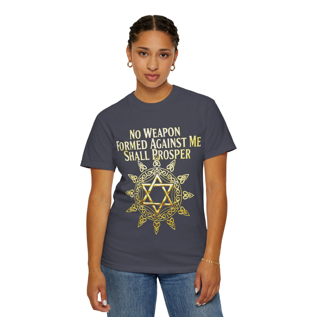 Spiritual Star of David T-Shirt — "No Weapon Formed Against Me Shall Prosper" Inspirational Tee