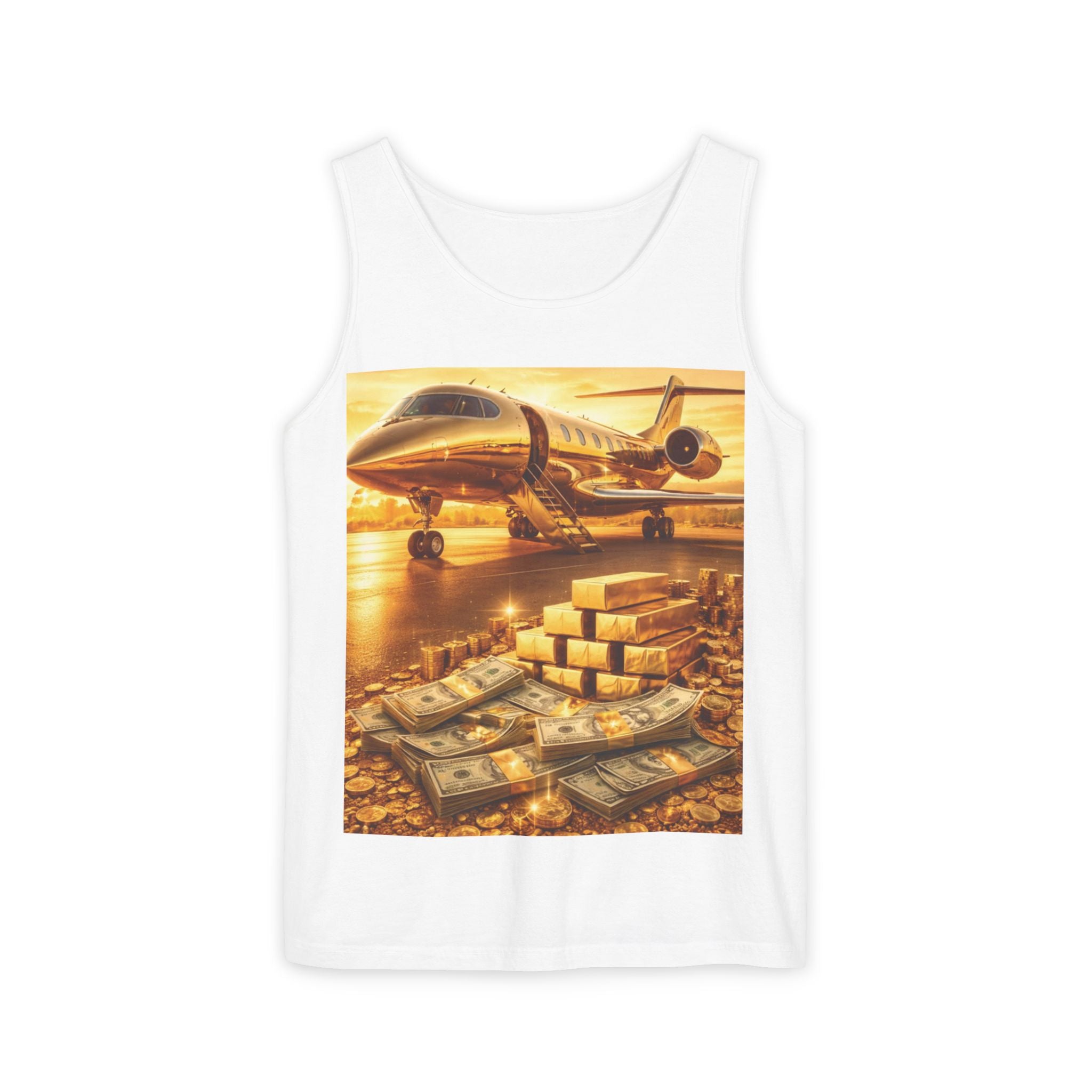 Millionaire Mindset Tank Top — Luxury Jet & Cash Graphic Tank