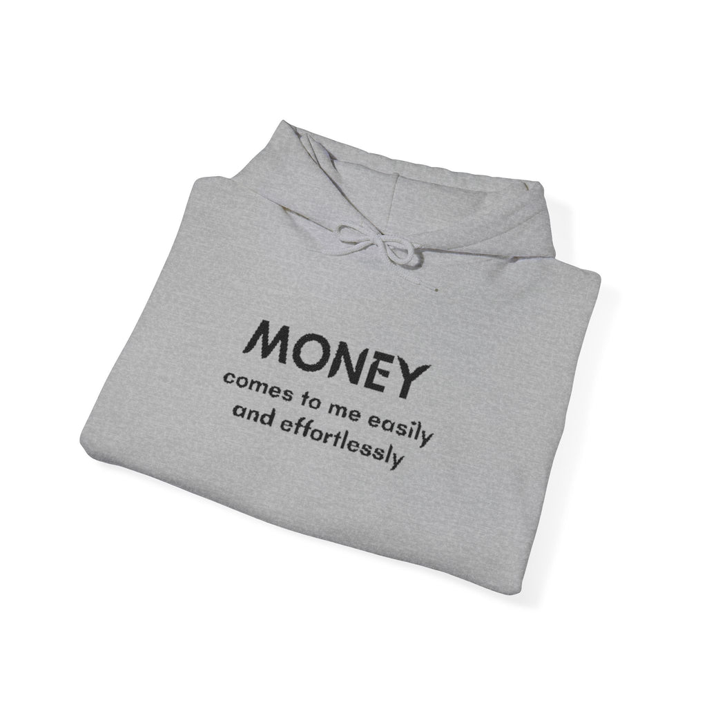 "Geld kommt zu mir" Hoodie — Positiver Affirmations-Hoodie mit Ärmelflammen-Akzent
