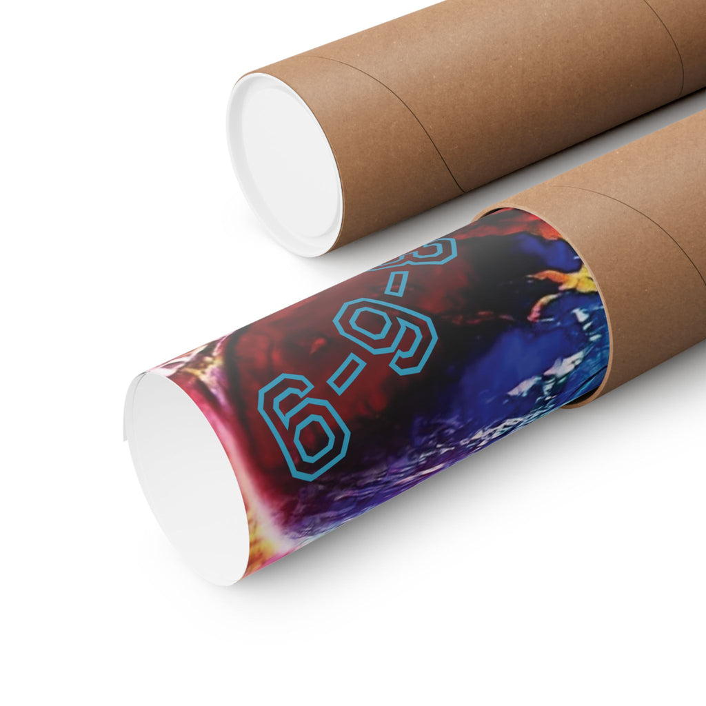 Mattes Vertikal-Poster — Lebendiges, surreales Erdbullen-Design mit "3-6-9"