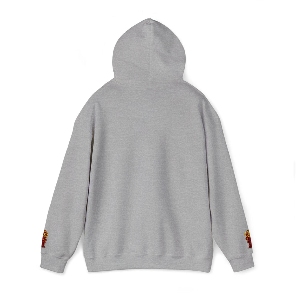 "Geld kommt zu mir" Hoodie — Positiver Affirmations-Hoodie mit Ärmelflammen-Akzent