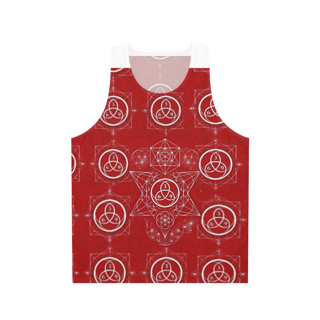 Sacred Geometry Tank Top - Red Triquetra Pattern All-Over Print