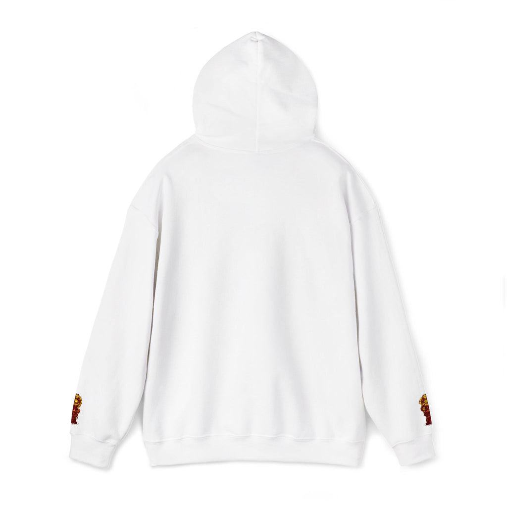 "Geld kommt zu mir" Hoodie — Positiver Affirmations-Hoodie mit Ärmelflammen-Akzent
