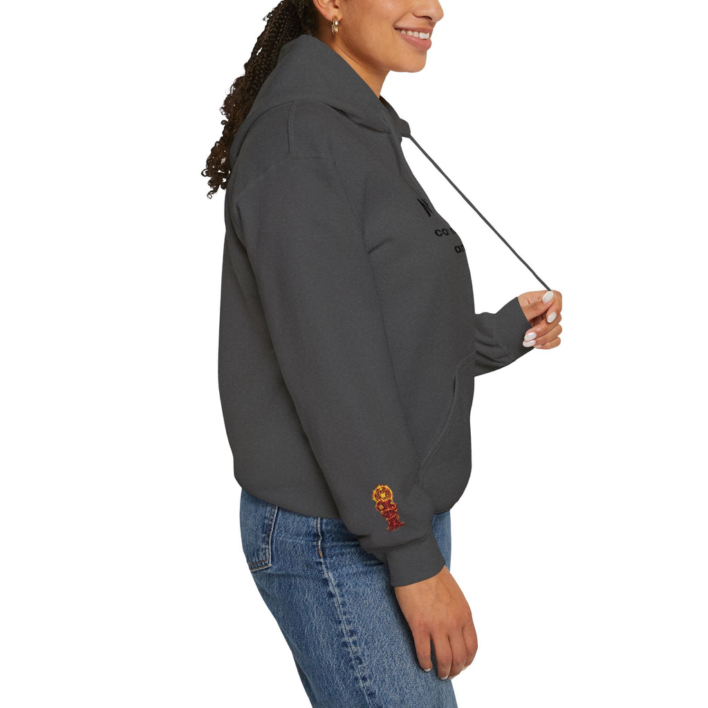 "Geld kommt zu mir" Hoodie — Positiver Affirmations-Hoodie mit Ärmelflammen-Akzent