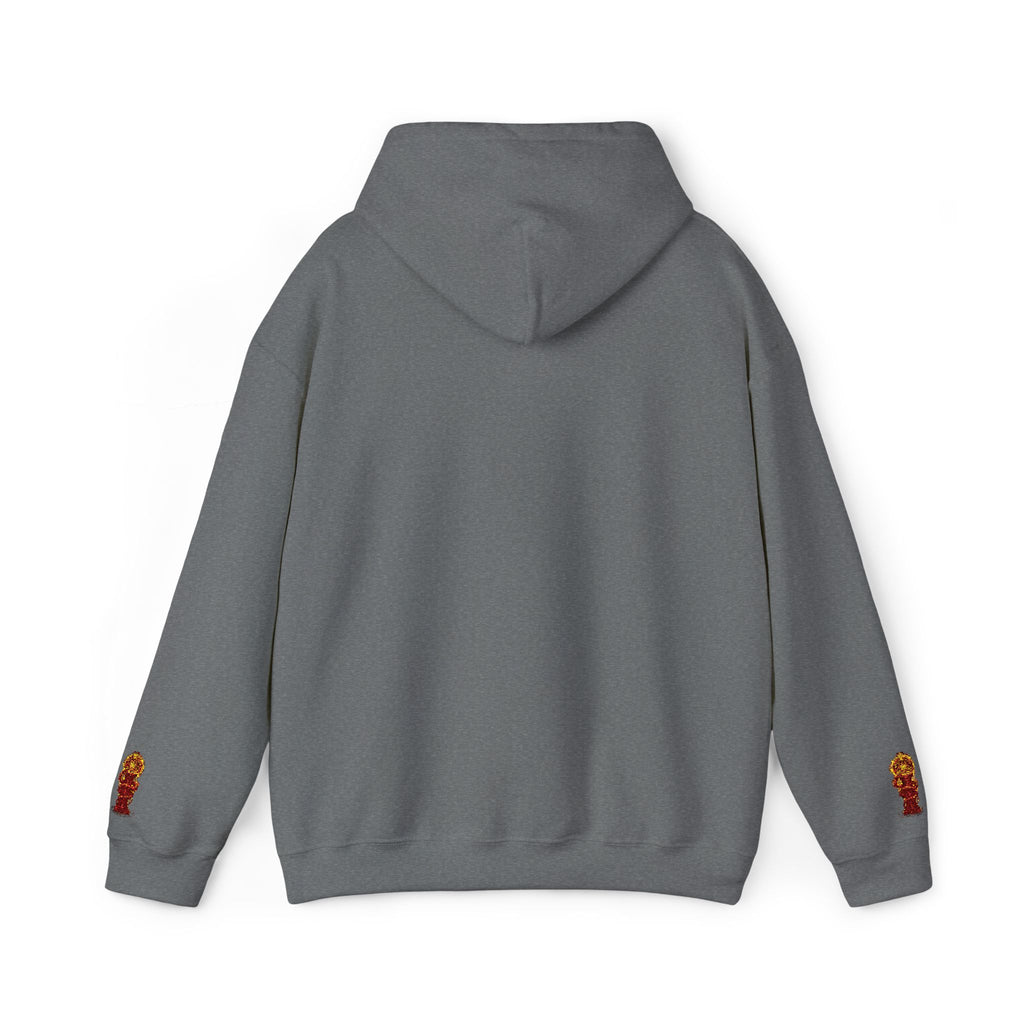 "Geld kommt zu mir" Hoodie — Positiver Affirmations-Hoodie mit Ärmelflammen-Akzent