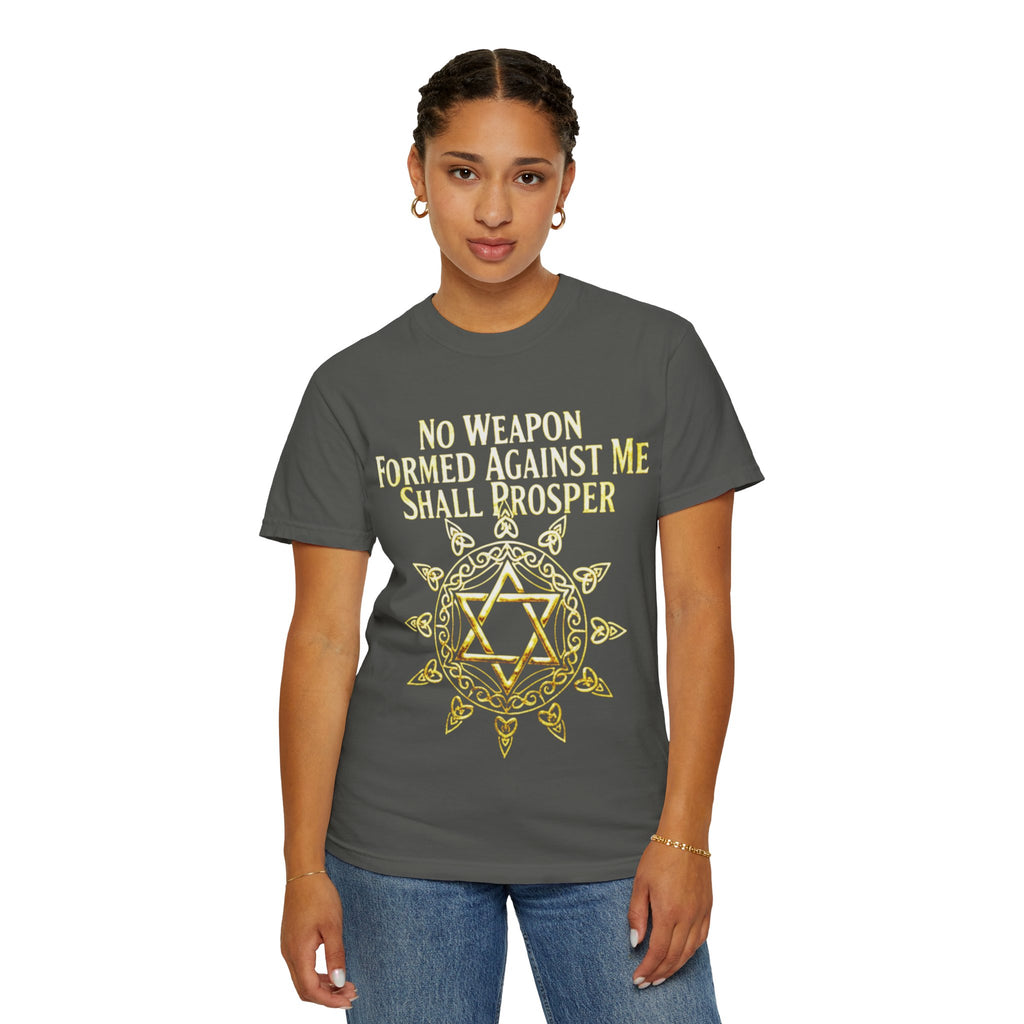 Spiritual Star of David T-Shirt — "No Weapon Formed Against Me Shall Prosper" Inspirational Tee
