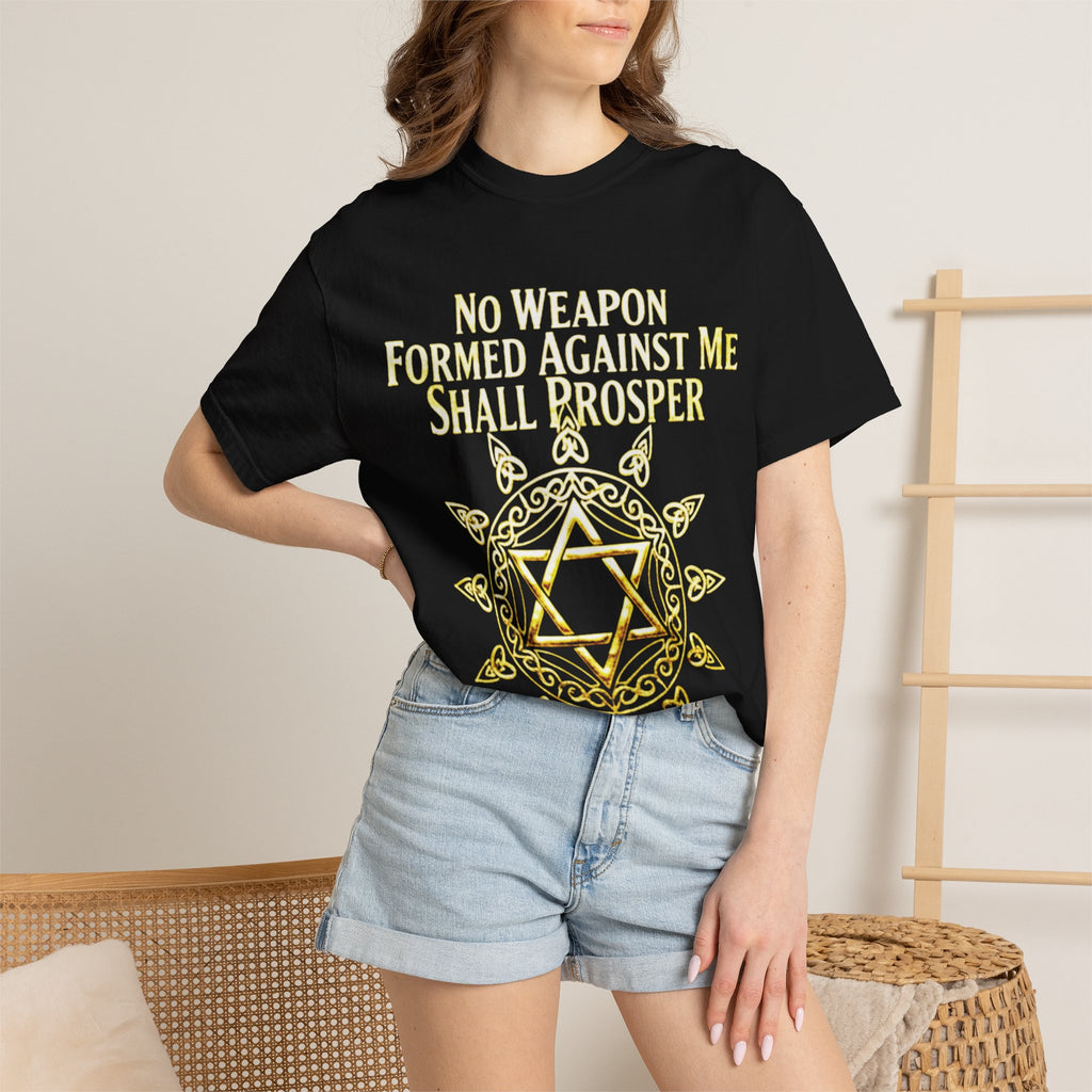 Spiritual Star of David T-Shirt — "No Weapon Formed Against Me Shall Prosper" Inspirational Tee