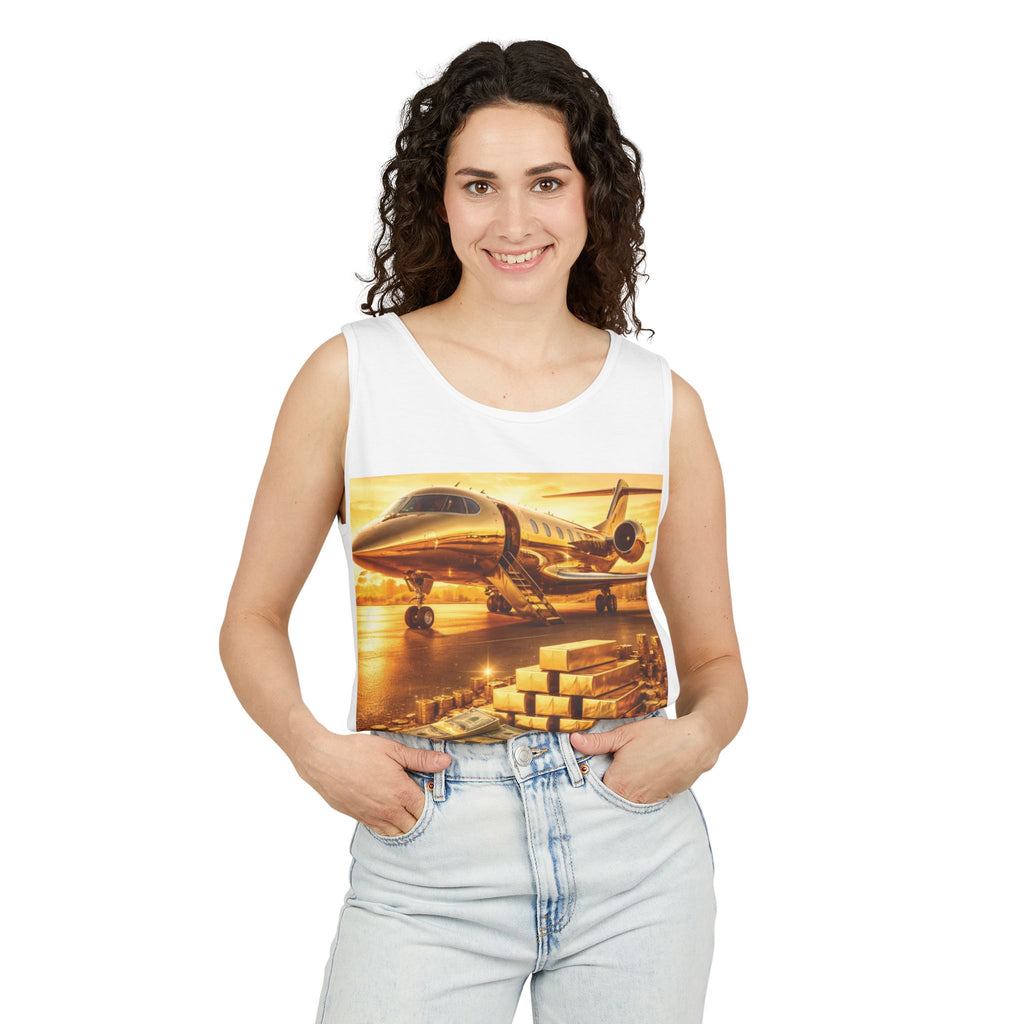 Millionaire Mindset Tanktop – Luxus-Jet & Bargeld Grafik Tanktop