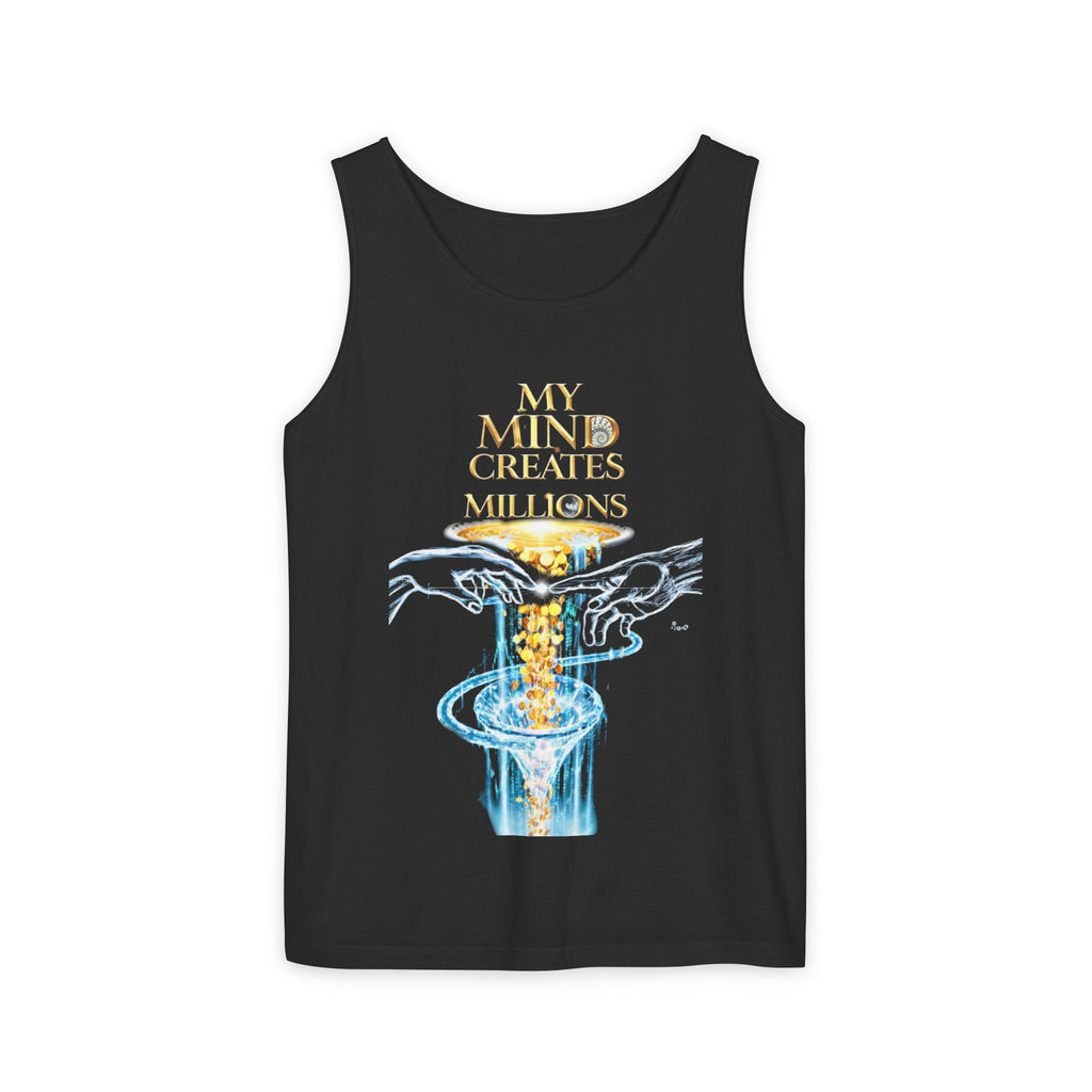 Motivierendes Tanktop zum Thema Geld – „My Mind Creates Millions“ / „I Build Wealth That Lasts Generations“