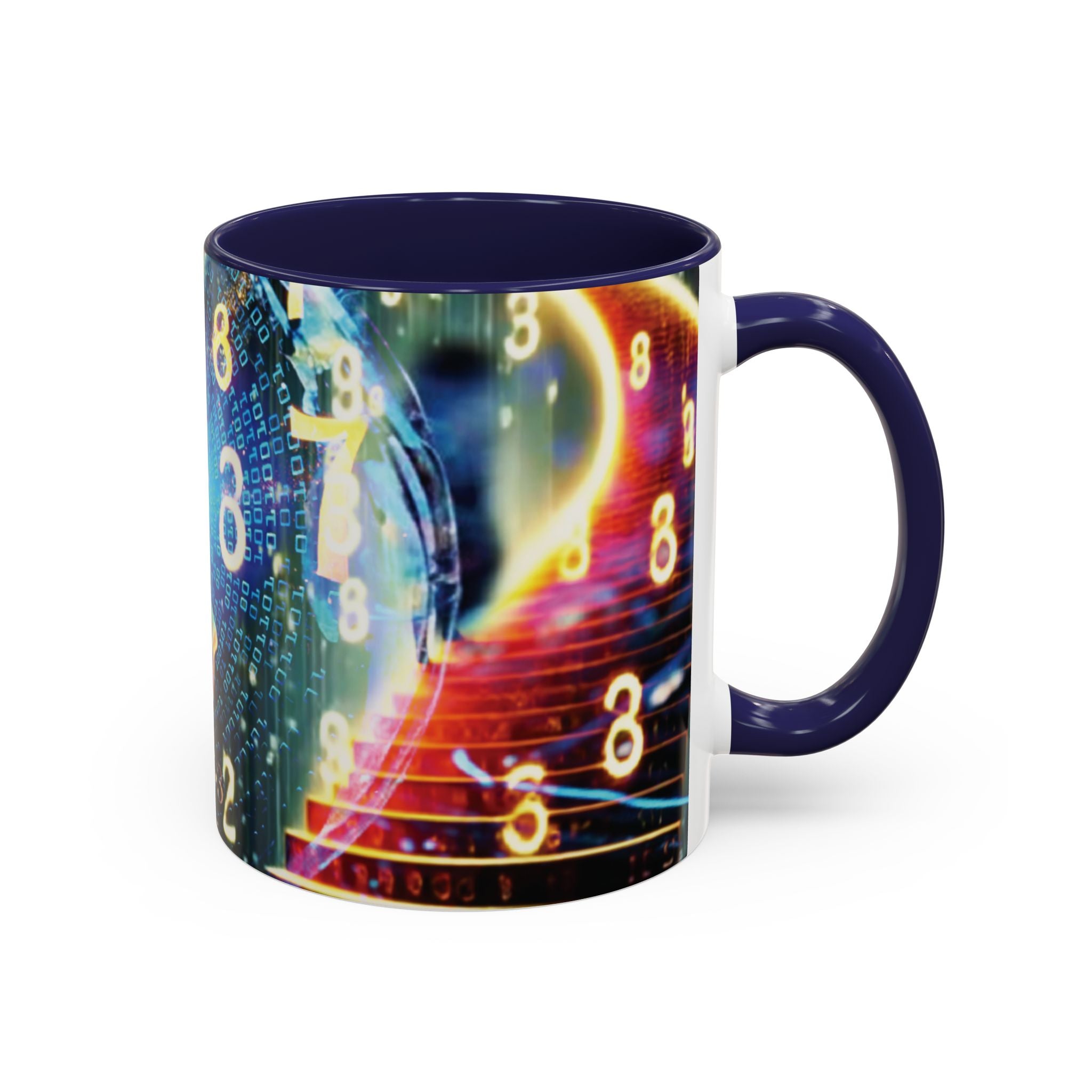 Mystical Numerology Accent Coffee Mug — Cosmic Numbers & Spiral Design (11/15oz)