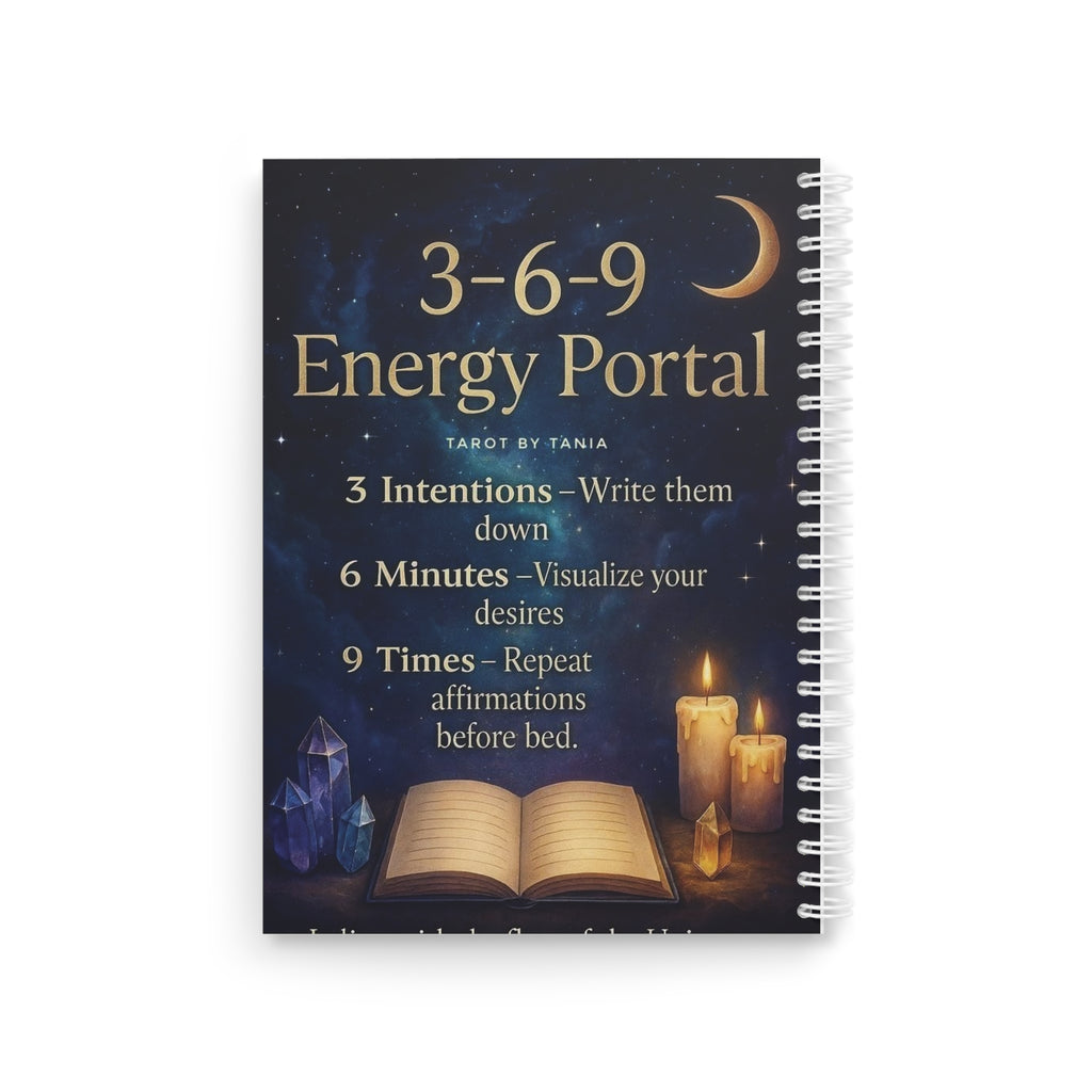 3-6-9 Energy Portal Spiral Notebook  Mystical Snake & Crystal Guided Intention Journal