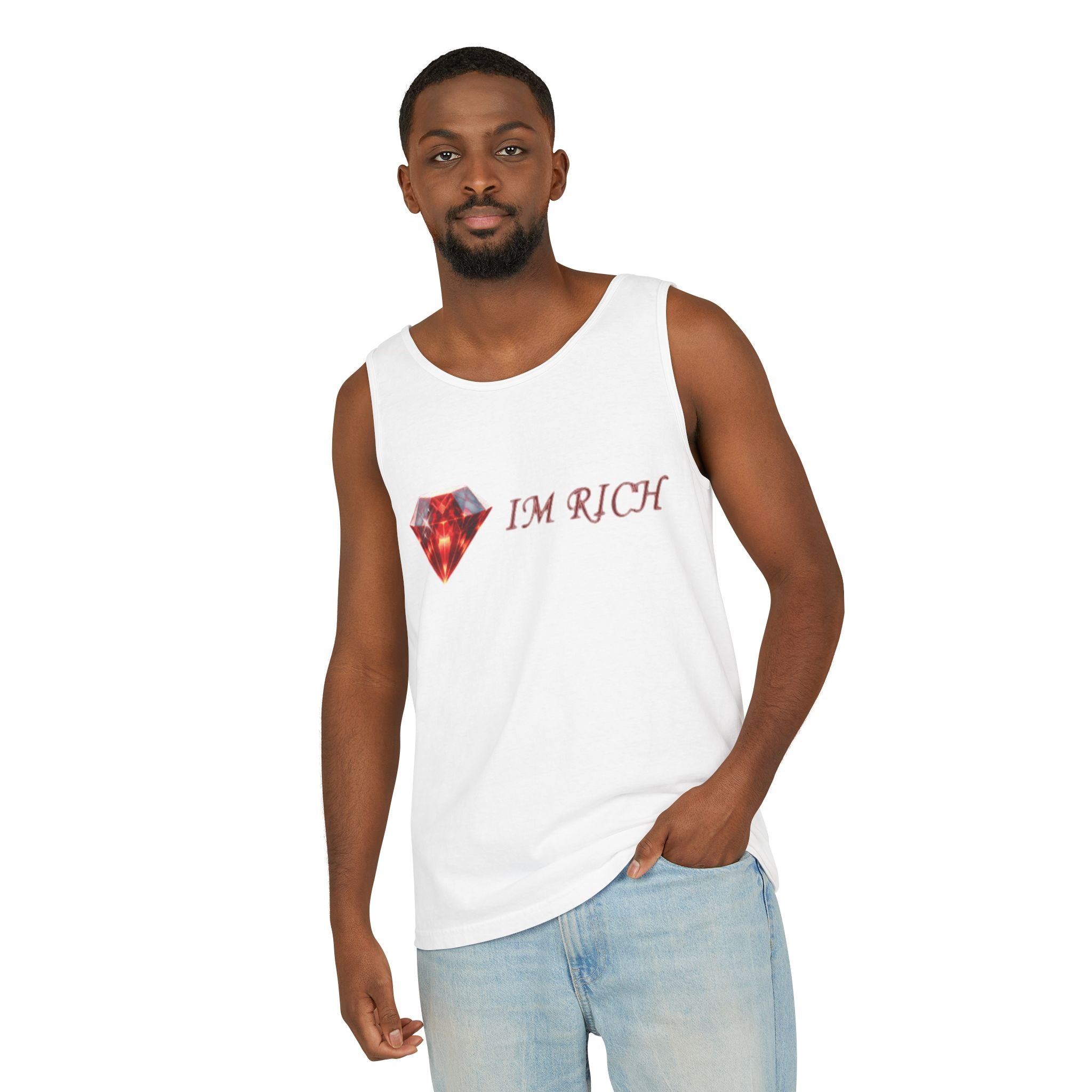 Im Rich Tank Top — Graphic Wealth Slogan Tee