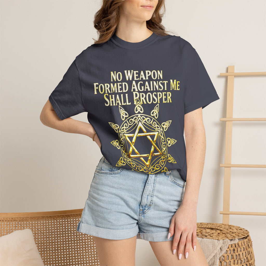Spiritual Star of David T-Shirt — "No Weapon Formed Against Me Shall Prosper" Inspirational Tee