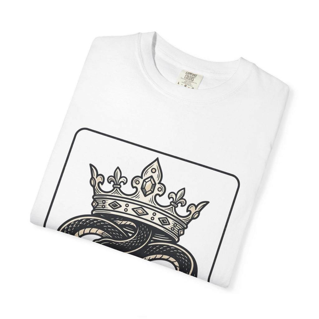 鳳凰冠Tシャツ | 冠ウロボロス再生グラフィックTシャツ | ガーメントダイ ヘビーウェイトコットン | スピリチュアル・トランスフォーメーション アパレル