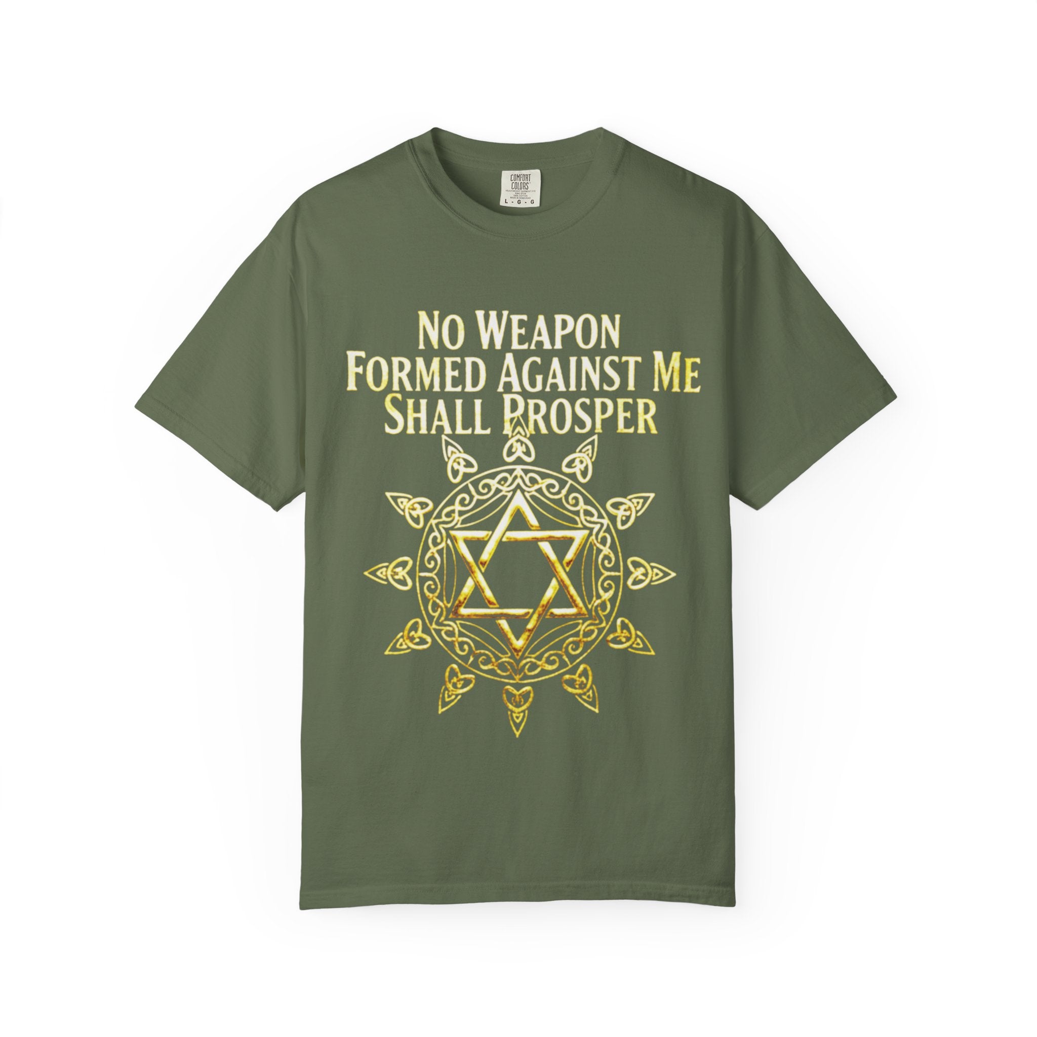 Spiritual Star of David T-Shirt — "No Weapon Formed Against Me Shall Prosper" Inspirational Tee