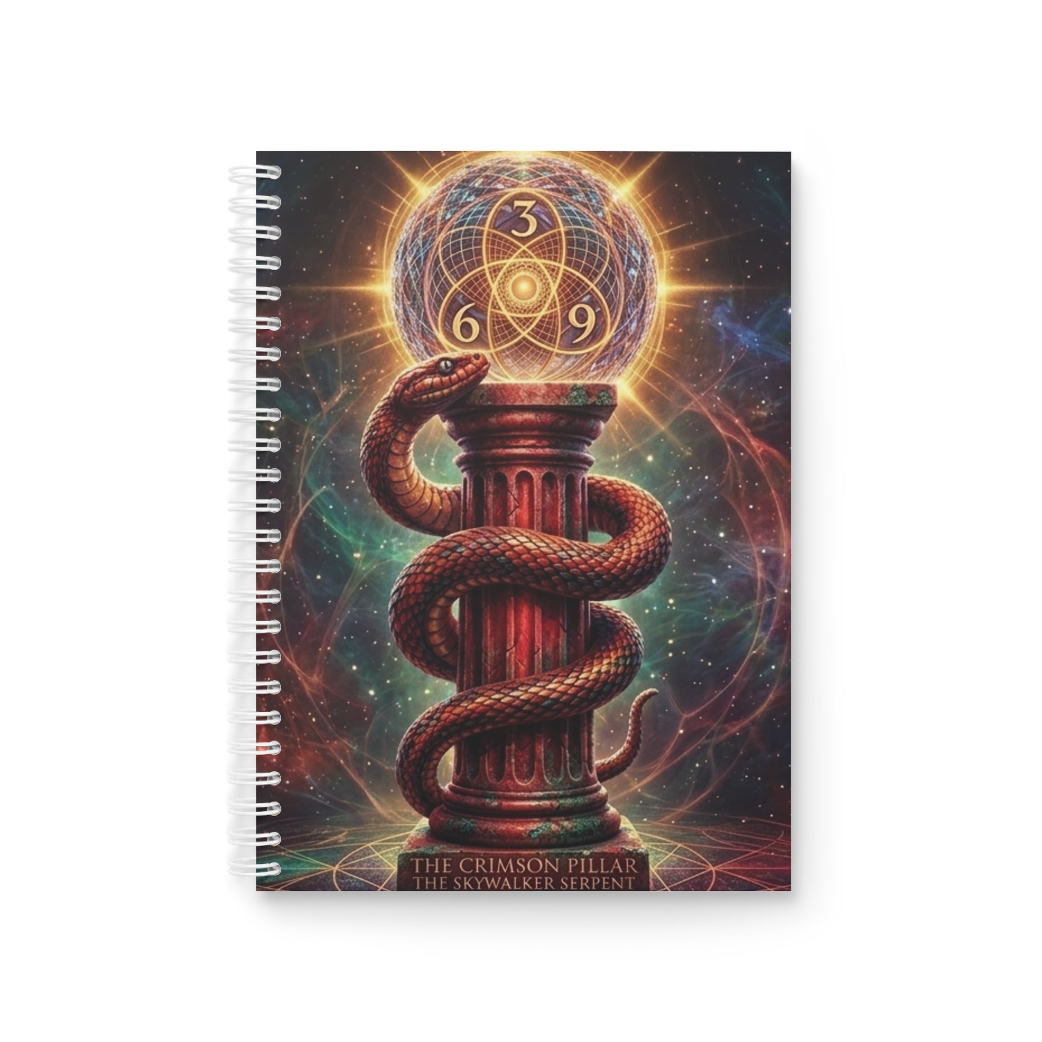 3-6-9 Energy Portal Spiral Notebook  Mystical Snake & Crystal Guided Intention Journal