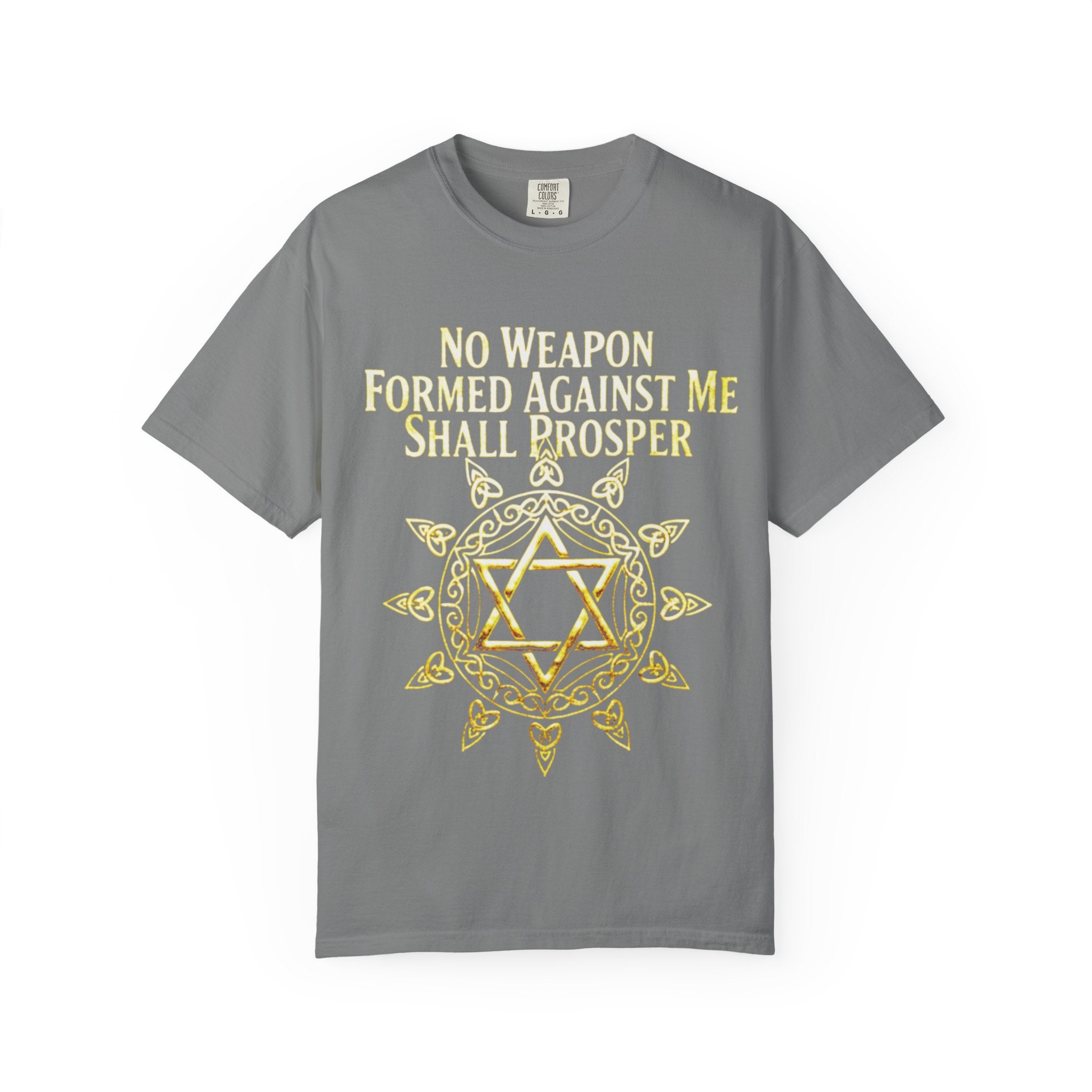 Spiritual Star of David T-Shirt — "No Weapon Formed Against Me Shall Prosper" Inspirational Tee