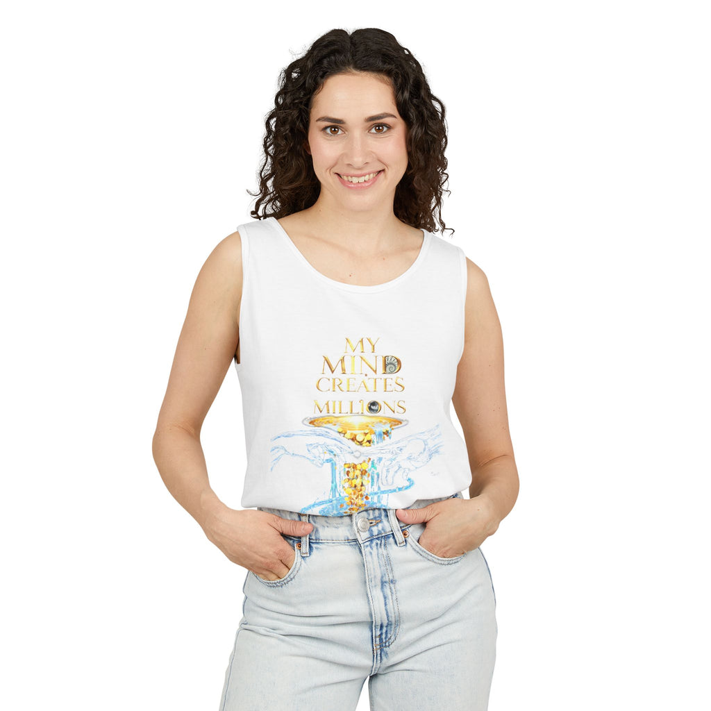 Motivierendes Tanktop zum Thema Geld – „My Mind Creates Millions“ / „I Build Wealth That Lasts Generations“