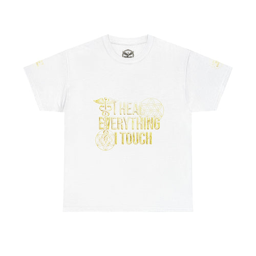 « Je guéris tout ce que je touche » avec un Ankh et un motif Chosen au dos