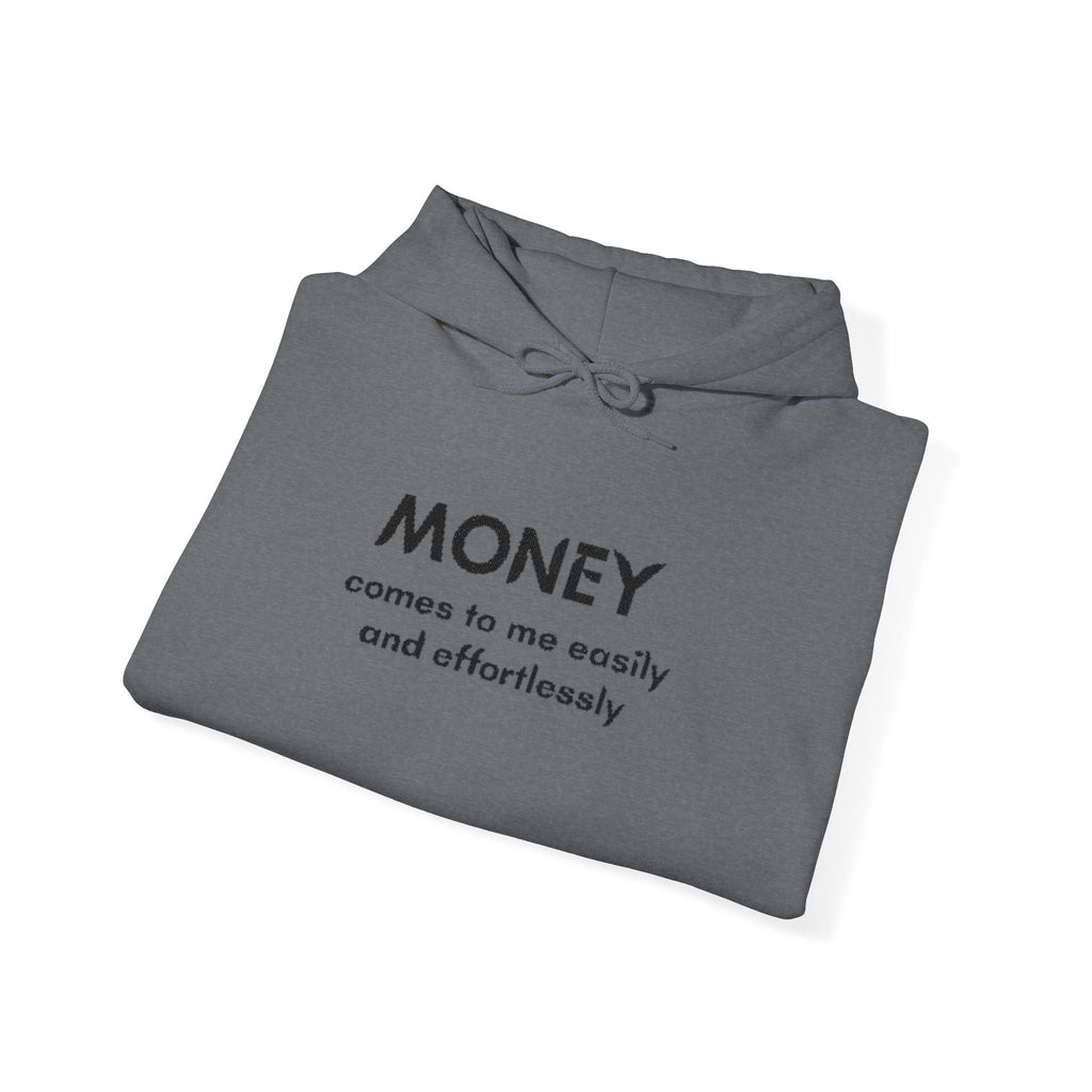 "Geld kommt zu mir" Hoodie — Positiver Affirmations-Hoodie mit Ärmelflammen-Akzent